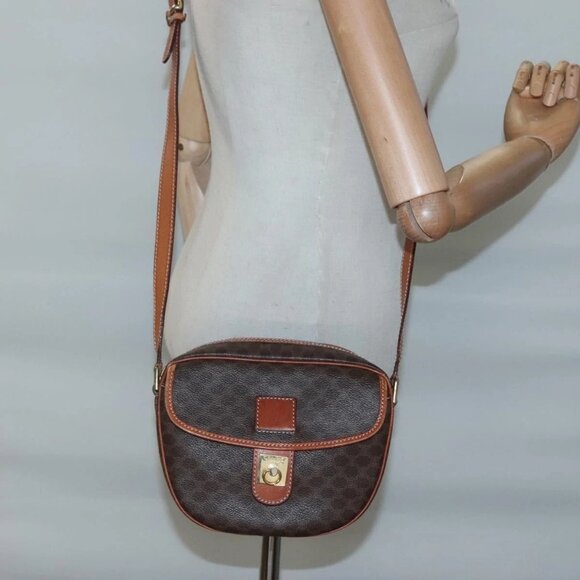 CELINE Macadam Canvas Shoulder Bag PVC Leather Brown Gold Auth 121703 - Picture 14 of 16
